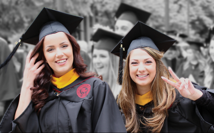 Two caldwell university students at their graduation