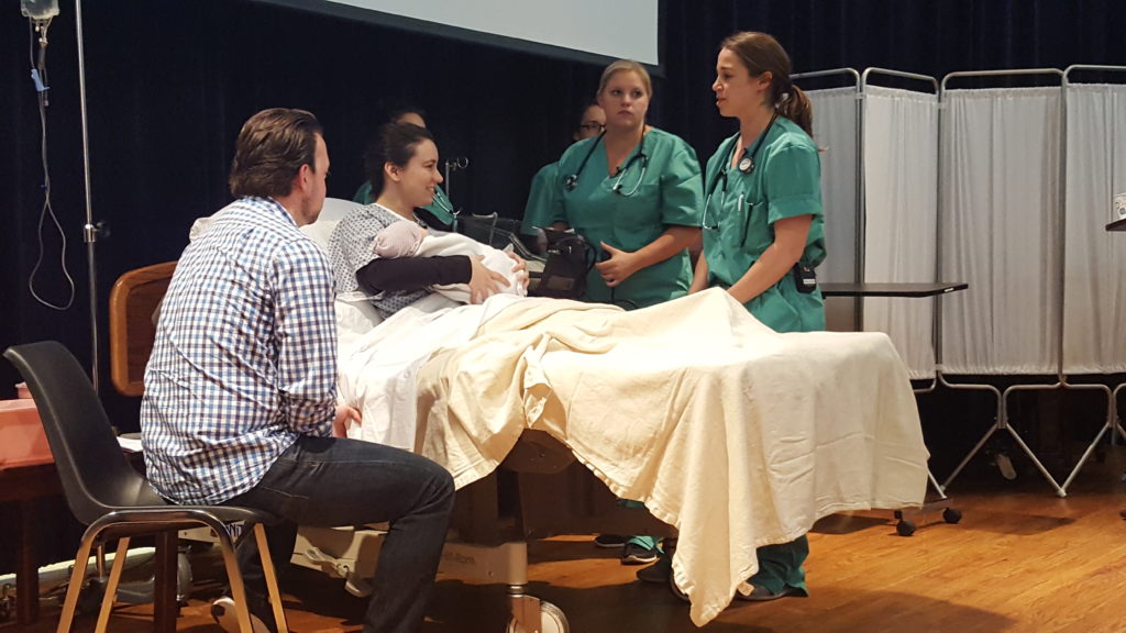 Students simulate real-life maternal death story.