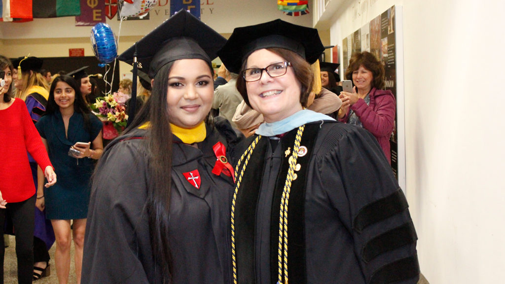 Caldwell University School of Nursing and Public Health graduating seniors posing for the photo during annual convocation and professional pinning at May 18.