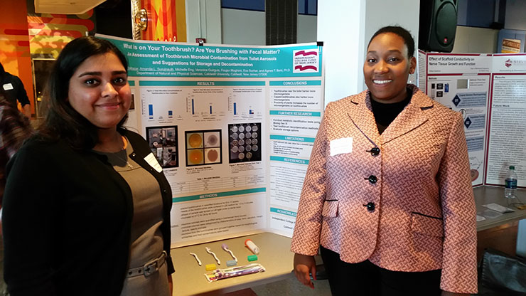 Science student presenting her research at ICFNJ Undergrad Research Symposium