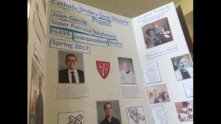 Poster about Sr. Pat Mahoney presented by Juan Garcia
