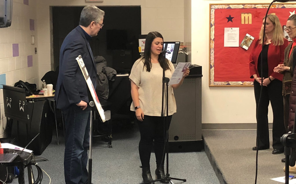 Caldwell University’s Music Club recording a song for little Aubrey Brooks through the Songs of Love Foundation, a national nonprofit organization.