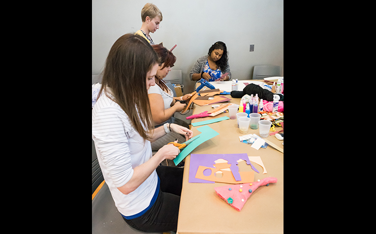Art therapy students volunteering at Essex County Hospital Center