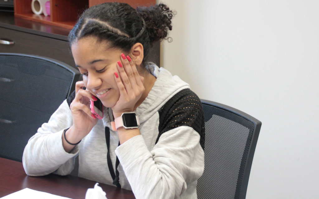Caldwell University students contacting their federal representatives to urge them to support Dreamers.