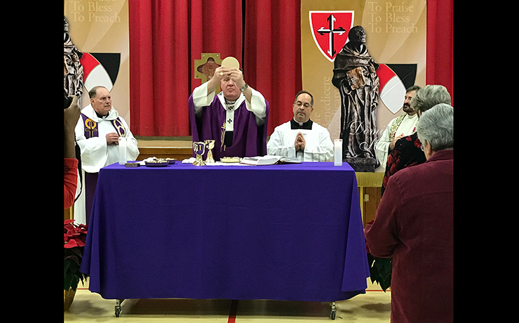 His Eminence Joseph William Cardinal Tobin, C.Ss.R., D.D., Archbishop of the Newark Archdiocese, performing some rituals.