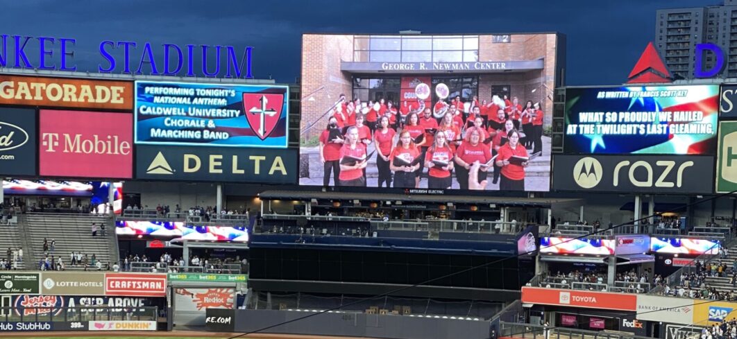 Caldwell marching band and chorale perform for Yankee Stadium