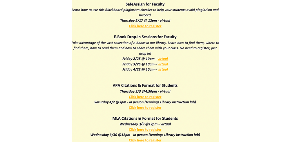 Cu Academic Calendar Spring 2022 Spring 2022 Library Workshops For Faculty & Students – Caldwell University