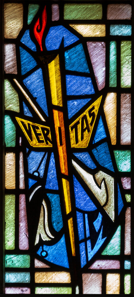 Veritas stained glass