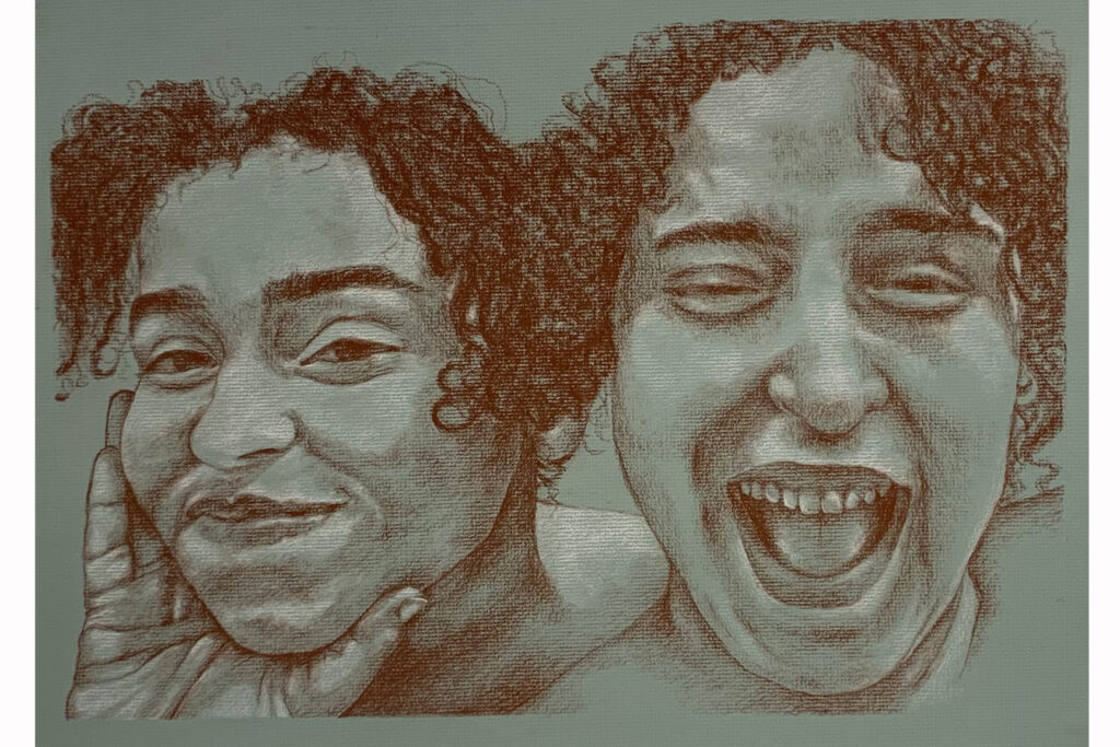 sketch of two women