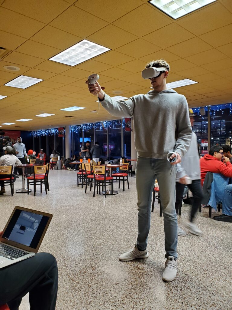 Student trying out the VR Technology